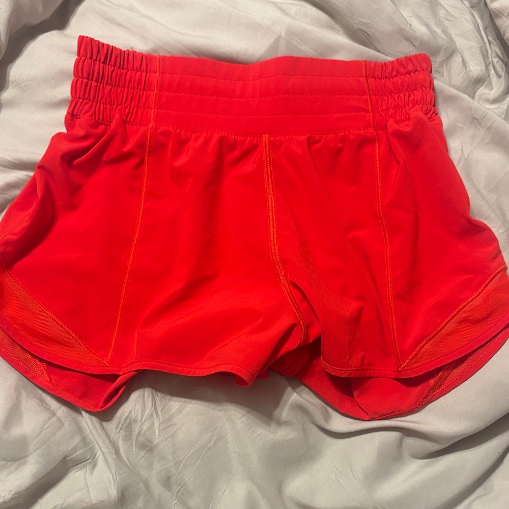 Red Lululemon HR 2.5 size 4 Hotty Hots. NO LINER. I have 2 Pairs
